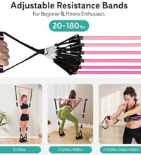 Pilates Bar Kit with Resistance Bands,Pilates Bar with Stackable Bands Workout Equipment for Legs,Hip,Waist and Arm,Exercise Fitness Equipment for Women & Men Home Gym Yoga Pilates